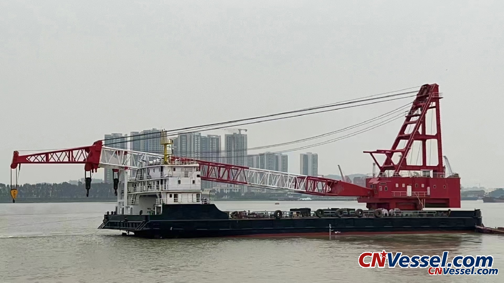 350-ton fully revolving floating crane for sale; suitable for small-scale operations.